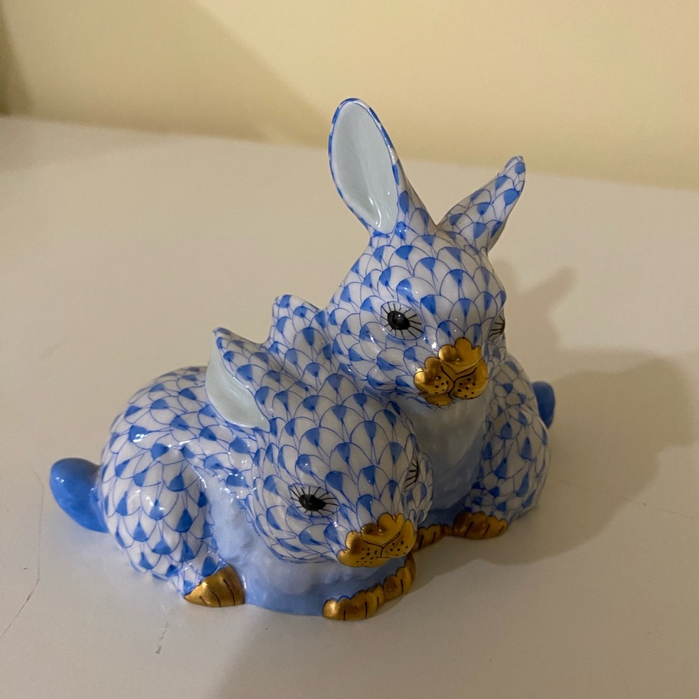 FIRST EDITION HEREND Pair of Chubby bunnies